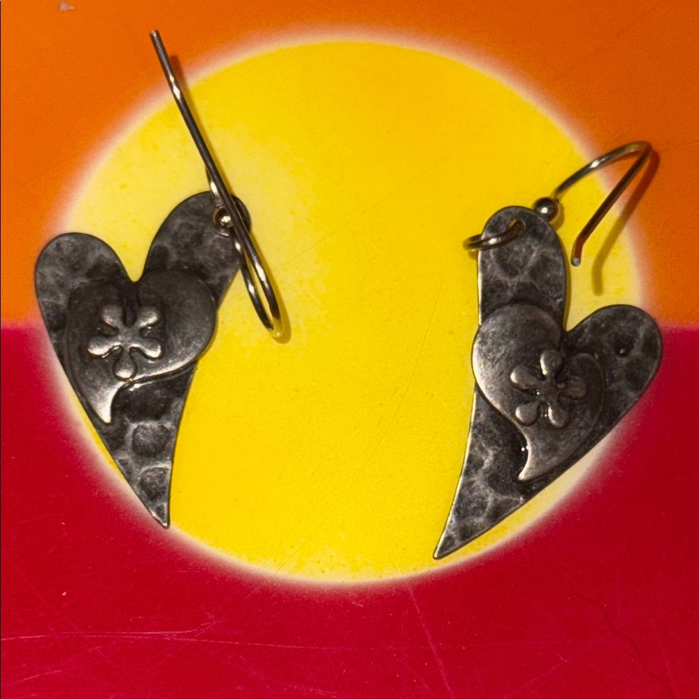 Heart-Shaped Silver Earrings
